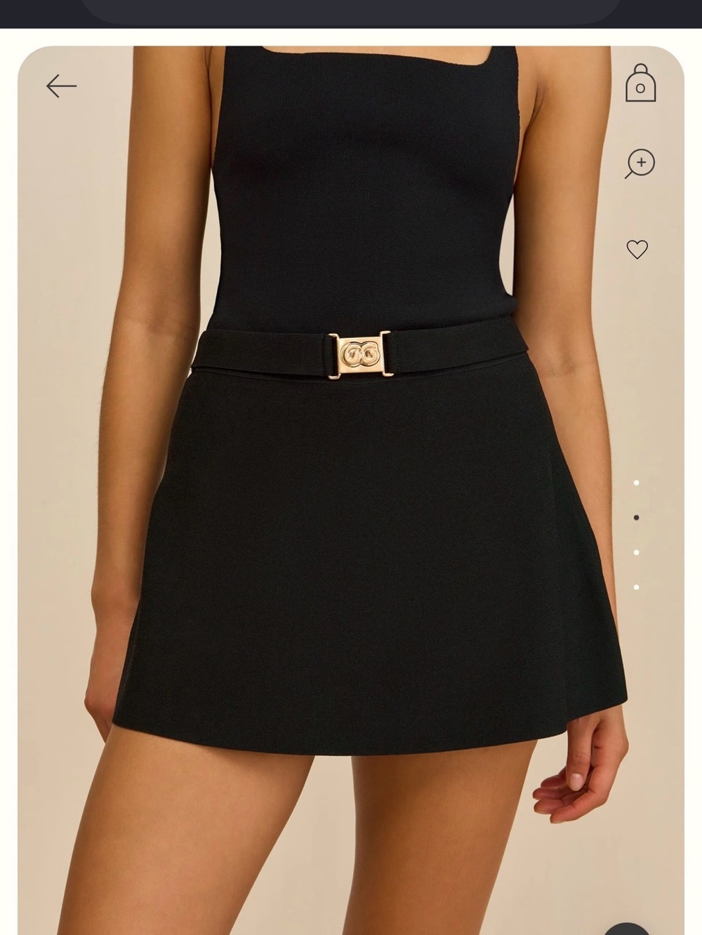 cult gaia Black A-Line Mini Skirt with Gold Buckle